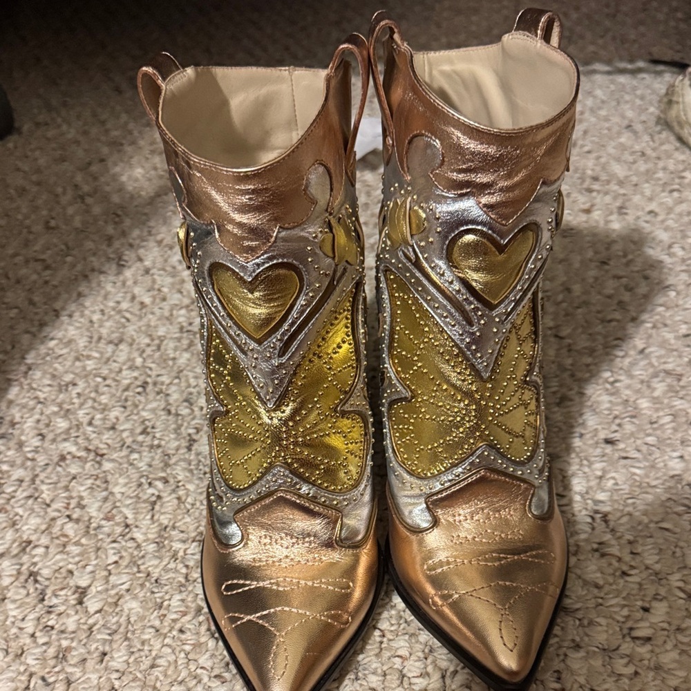 Sophia Webster Gold and Silver Ankle Boots